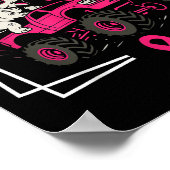 Poster Dinosaure Cancer Du Sein Conduisant Un Monste Rose (Coin)