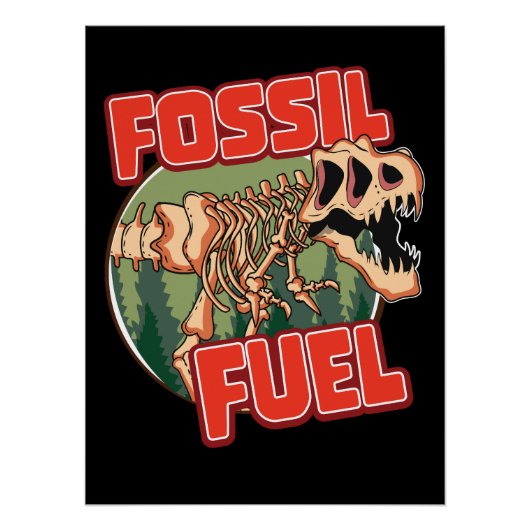 Poster Dinosaure "Carburant fossile" (Devant)