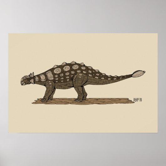Poster Dinosaure Crétacé Ankylosaurus (Devant)