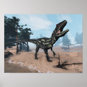 Poster Dinosaure d'Allosaurus hurlant - 3D rendent