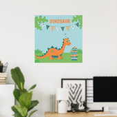 Poster Dinosaure d'anniversaire Dinosaure souffle bougie (Bureau à domicile)