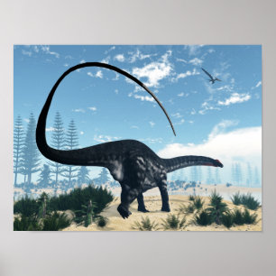 Poster Dinosaure d'Apatosaurus dans le désert - 3D