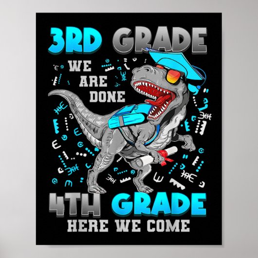 Poster Dinosaure de 3e année T-rex 4e année ici (Devant)