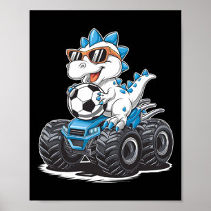 Poster Dinosaure de football T-rex Monster Truck Enfants