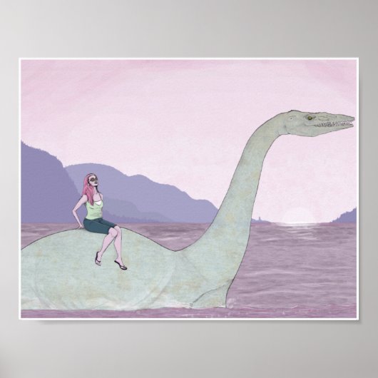 Poster Dinosaure de natation 11x8,5 (Devant)