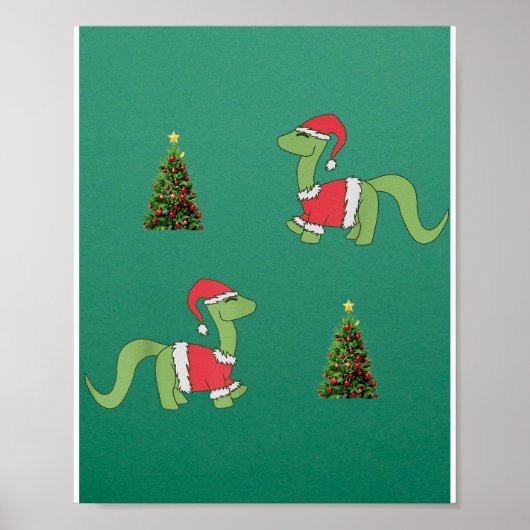 Poster Dinosaure de Noël Arbre de Noël (Devant)
