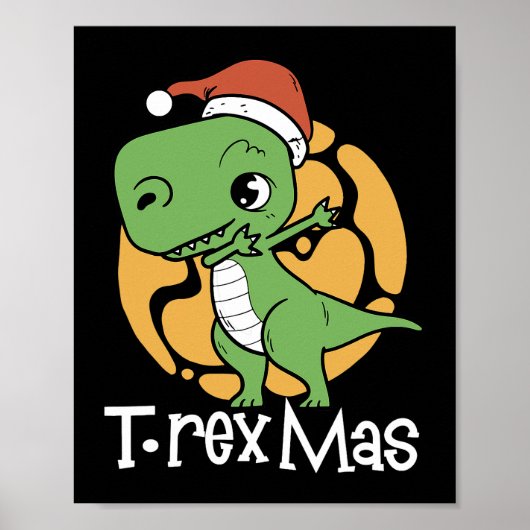 Poster dinosaure de Noël TRex Mas (Devant)