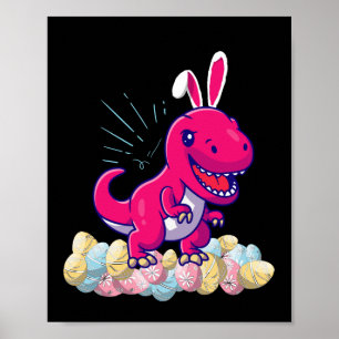 Poster Dinosaure de Pâques T rex Garçons Filles Enfants C