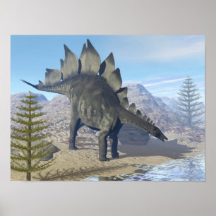 Poster Dinosaure de Stegosaurus - rendu 3D