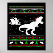 Poster Dinosaure Dinosaure T-rex Chris Père Noël Sleigh (Devant)