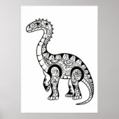 Poster Dinosaure doodle croquis art. (Devant)