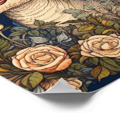 Poster Dinosaure et fleurs de style Art nouveau (Coin)