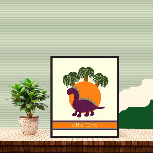 Poster Dinosaure et palmiers