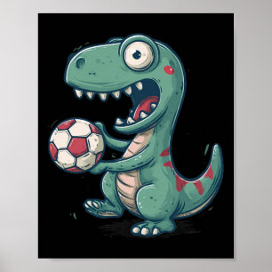 Poster Dinosaure Excité Football Pour Juric Et Amateur De