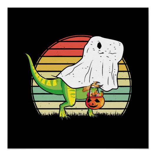 Poster Dinosaure fantôme drôle Halloween (Devant)