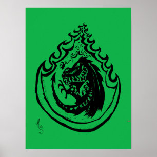 Poster Dinosaure flamboyant ou dragon par Nic Sweet