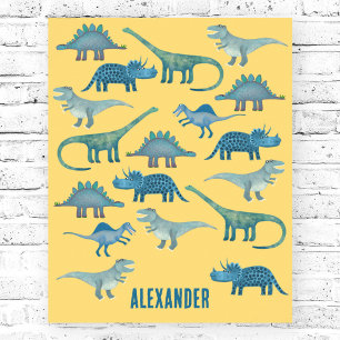 Poster Dinosaure Jaune Personnalisé
