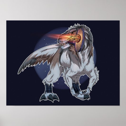 Poster Dinosaure Jouer Au Tennis (Devant)