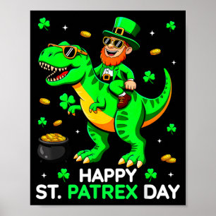 Poster Dinosaure jour de la Saint-Patrick lutin Saint-Pat