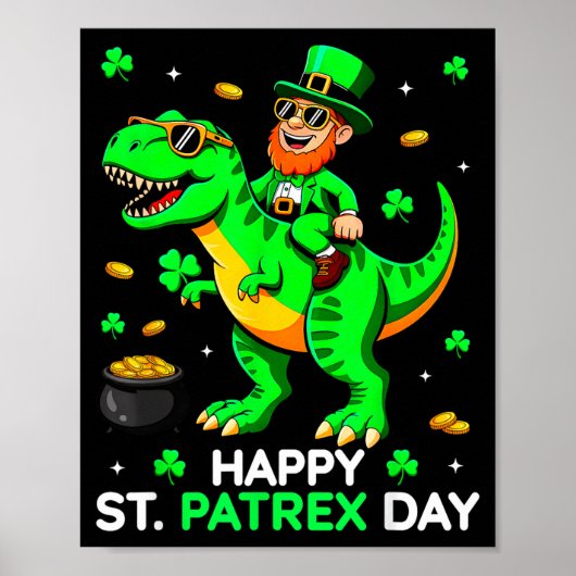 Poster Dinosaure jour de la Saint-Patrick lutin Saint-Pat (Devant)