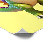 Poster Dinosaure magicien vert mignon (Coin)