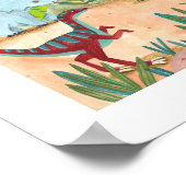 Poster Dinosaure mignon enfants de la jungle préhistoriqu (Coin)