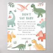 Poster Dinosaure Ne dis pas bébé signe (Devant)