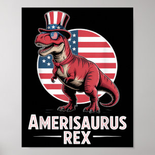 Poster Dinosaure patriotique 4 juillet Amerisaurus Rex