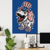 Poster Dinosaure patriotique américain (Bureau à domicile)
