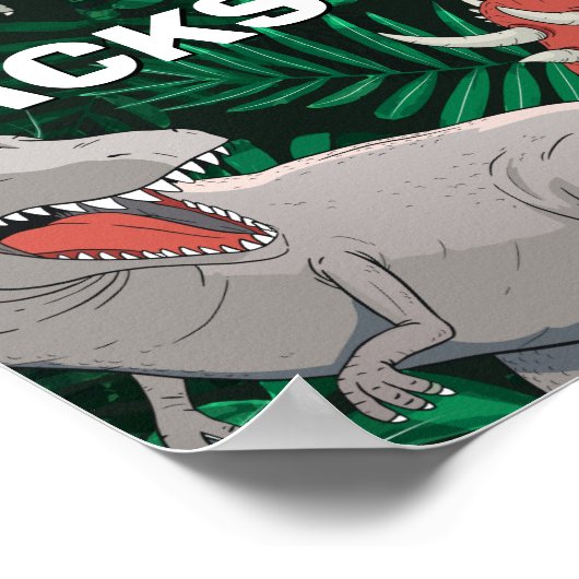 Poster Dinosaure Personnalisé Enfants Dino Jurassic Trex  (Coin)