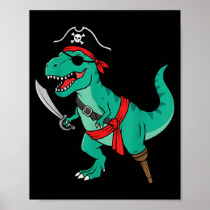 Poster Dinosaure Pirate Garçon Toddler Drôle Enfants Hall