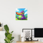 Poster Dinosaure pourpre Profitez d'un chien chaud (Bureau à domicile)