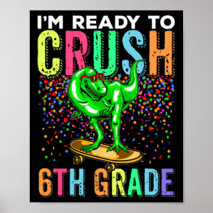 Poster Dinosaure Premier Jour D'école 6e Skateboardi
