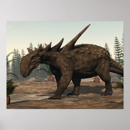 Poster Dinosaure Sauropelta - rendu 3D (Devant)