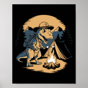 Poster Dinosaure Scouting Camping Pour Enfants Garçons Fi