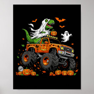 Poster Dinosaure T-rex conduisant un camion monstre Hallo