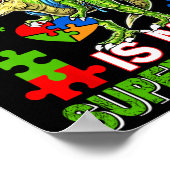 Poster Dinosaure T-rex Enfants L'autisme est ma superpuis (Coin)