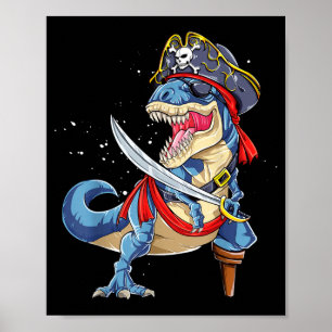 Poster Dinosaure T rex Pirate Jolly Roger Halloween Drôle