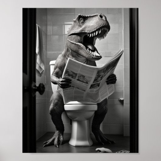 Poster Dinosaure T-Rex sur Toilettes Salle de bain Mur Ar (Devant)