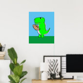 Poster Dinosaure Vert Aime Le Football (Bureau à domicile)