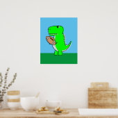 Poster Dinosaure Vert Aime Le Football (Cuisine)