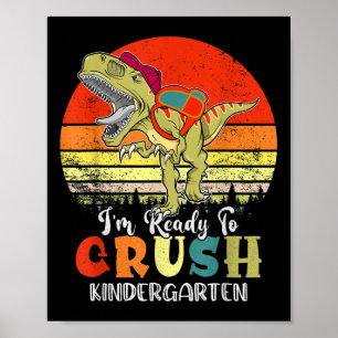 Poster Dinosaure Vintage Prêt à Ecraser le Retour en Mate