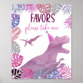 Poster Dinosaure violet rose Symbole d'anniversaire (Devant)