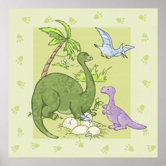 Poster Dinosaures amicaux (Devant)