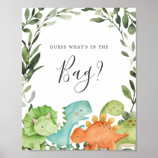 Poster Dinosaures Baby shower Devinez ce qu'il y a dans l (Devant)