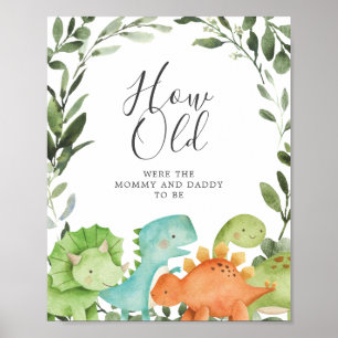 Poster Dinosaures Baby shower Quel Âge Avaient-Ils Joué