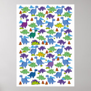 Poster Dinosaures de dessin animé mignons