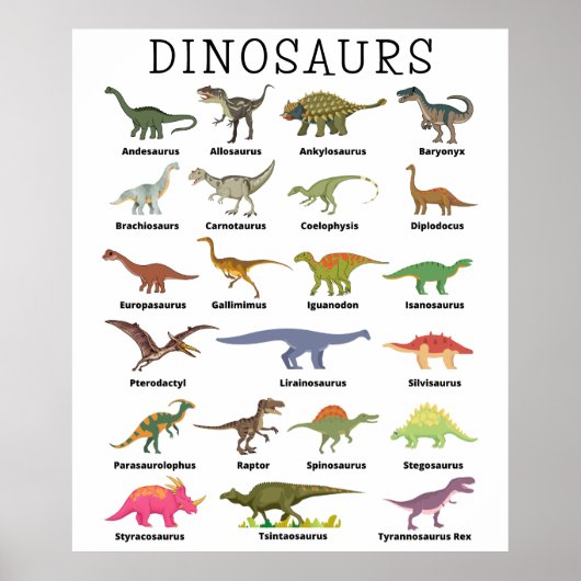 Poster Dinosaures Imprimer, Papier d'affiche de valeur (M (Devant)
