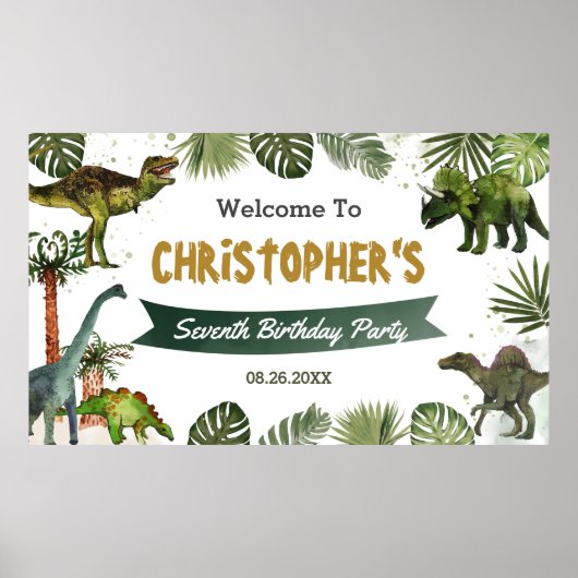 Poster Dinosaures Jurassic Anniversaire Accueil Contexte (Devant)