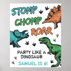 Poster Dinosaures Stomp Chomp Roar Anniversaire fête, n'i